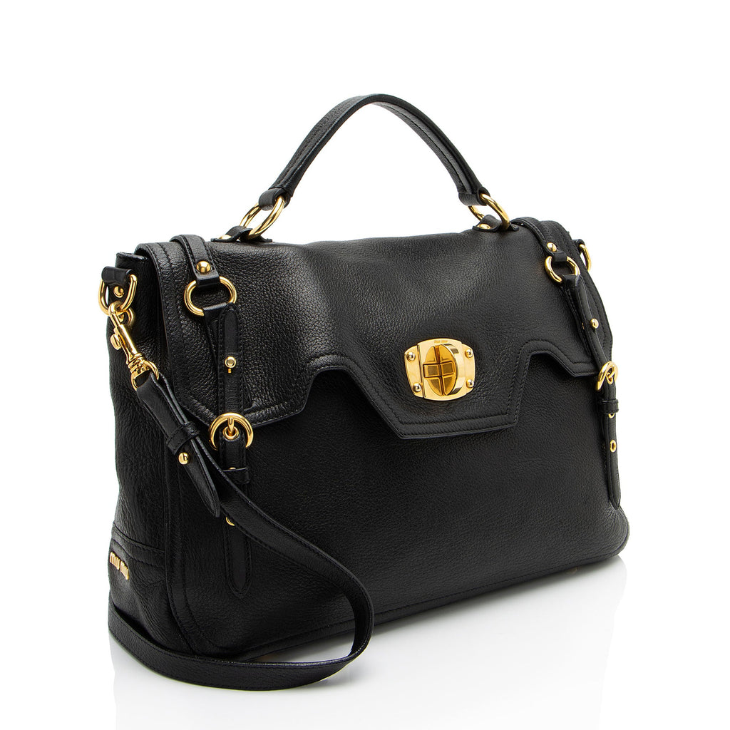 Miu Miu Cervo Turn Lock Flap Top Handle (SHF-l9fCUH)