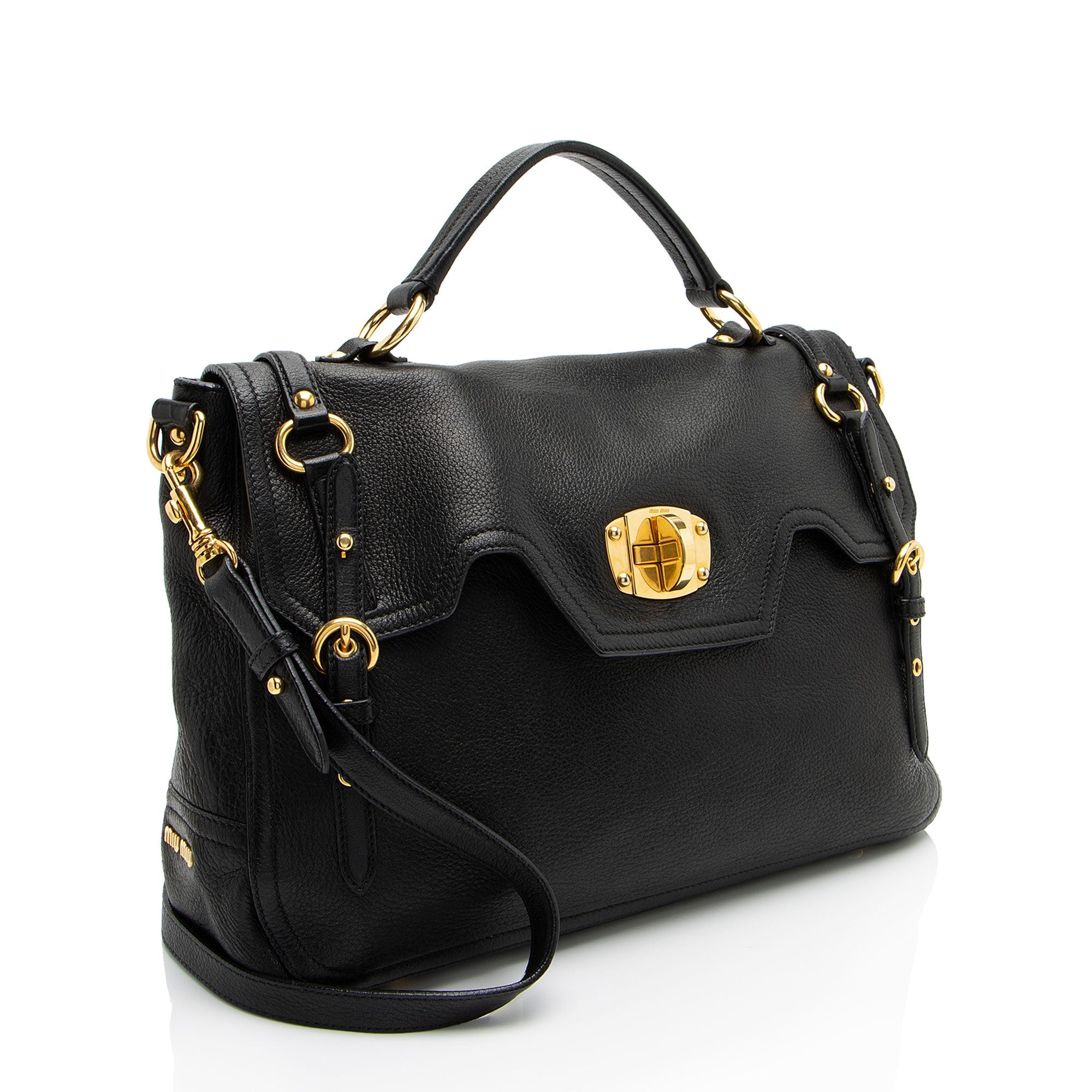 Miu Miu Cervo Turn Lock Flap Top Handle (SHF-l9fCUH)