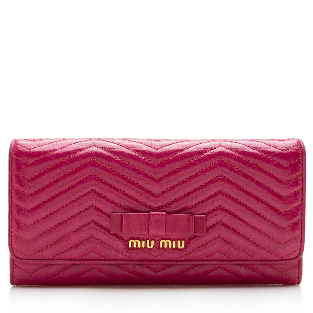 Miu Miu Chevron Leather Flap Wallet (SHF-17863)