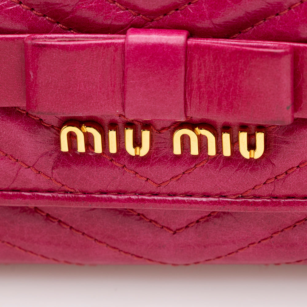 Miu Miu Chevron Leather Flap Wallet (SHF-17863)