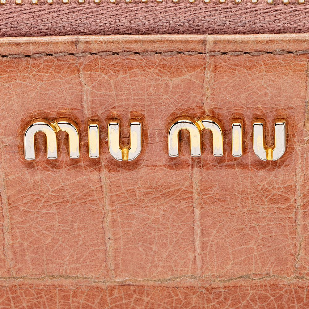 Miu Miu Croc Embossed St. Coco Lux Zip Wallet (SHF-18954)