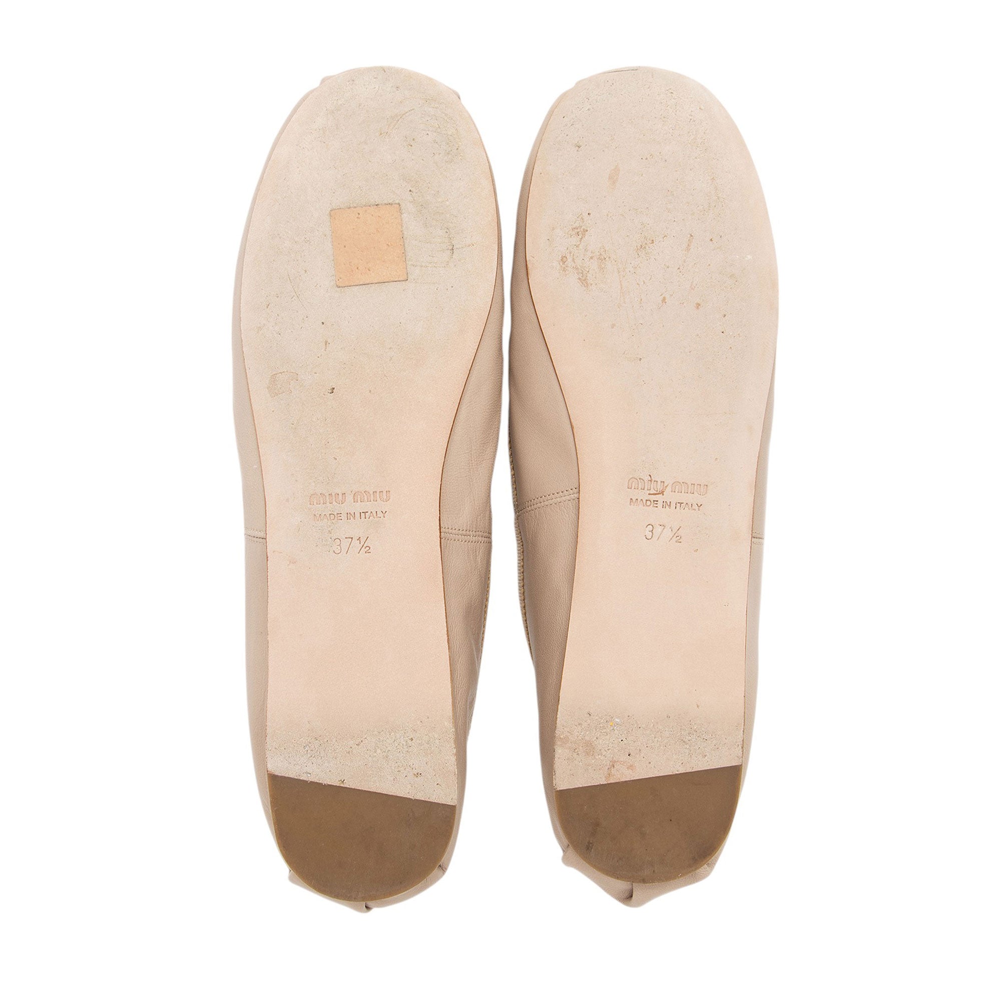 Miu Miu Leather Lea Logo Ballet Flats - Size 7.5 / 37.5