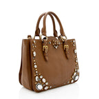 Miu Miu Leather Crystal Embellished Tote (SHF-17965)