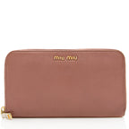Miu Miu Leather Madras Foglio Zip Wallet - FINAL SALE (SHF-18960)