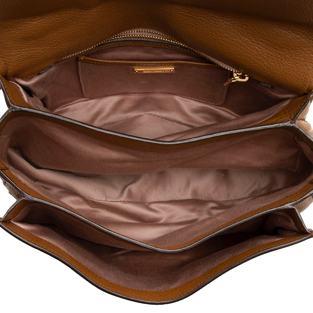 Miu Miu Leather Pushlock Top Handle Satchel (SHF-18087)