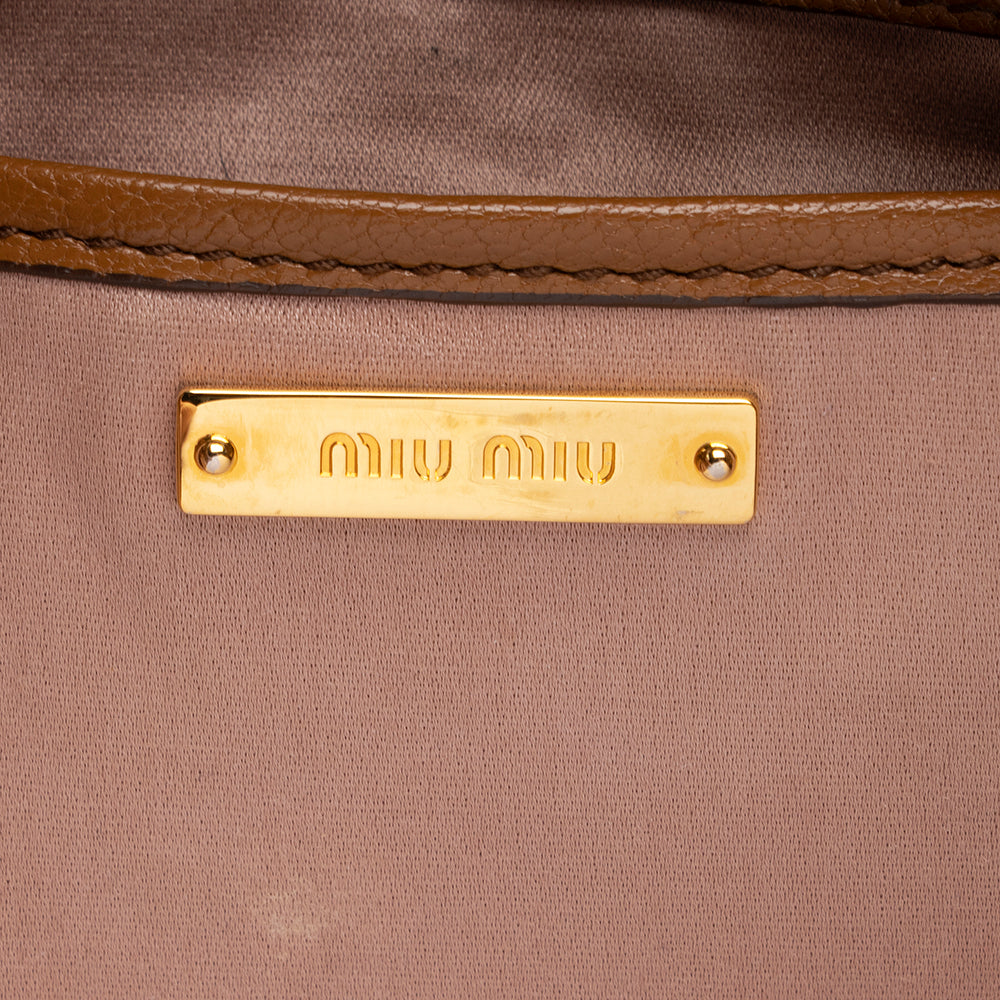 Miu Miu Leather Pushlock Top Handle Satchel (SHF-18087)