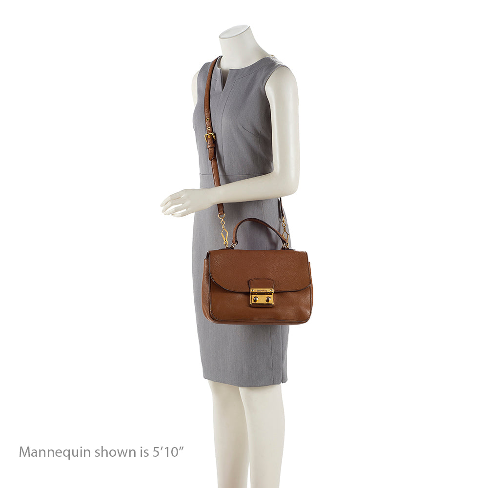Miu Miu Leather Pushlock Top Handle Satchel (SHF-18087)