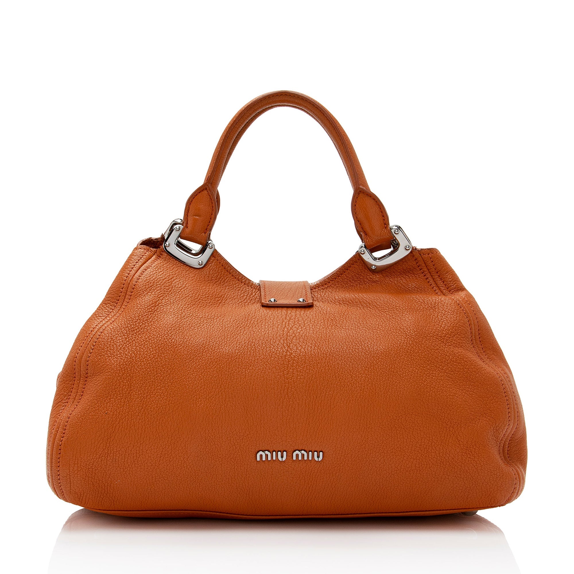 Miu Miu Leather Padlock Satchel (SHF-QpYbOu)