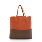 Miu Miu Leather Two Tone Shopper Tote (SHF-oE9uDy)