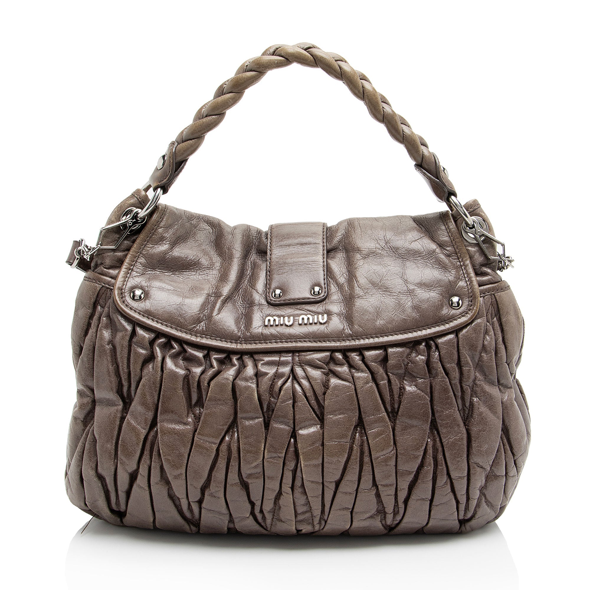 Miu Miu Matelasse Braided Coffer Hobo