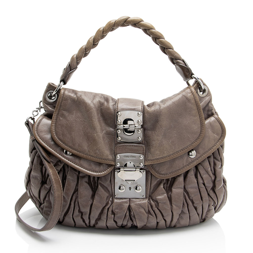 Miu Miu Matelasse Braided Coffer Hobo