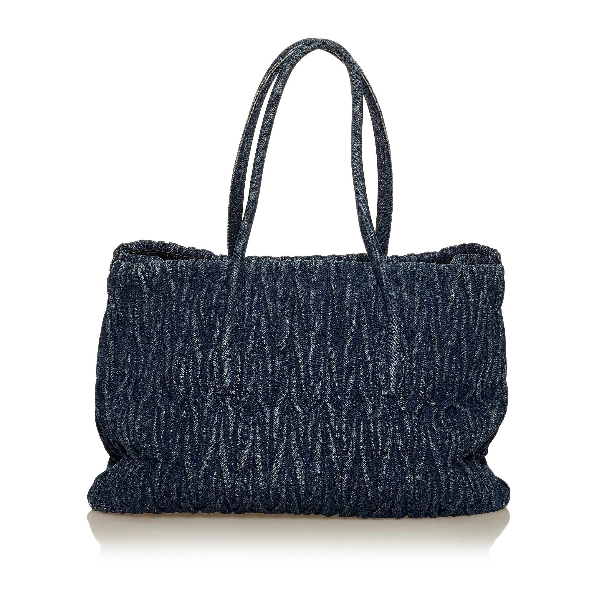Miu Miu Matelasse Denim Tote Bag (SHG-29517)