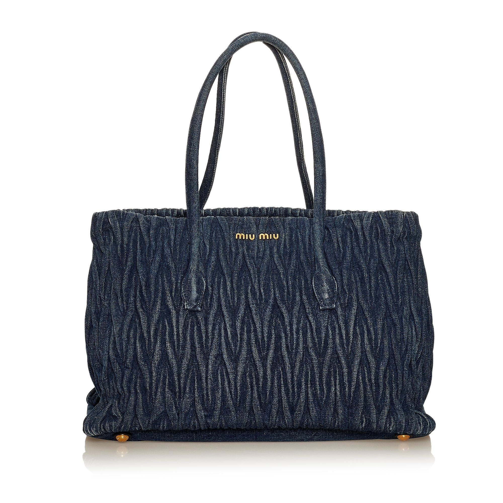 Miu Miu Matelasse Denim Tote Bag (SHG-29517)