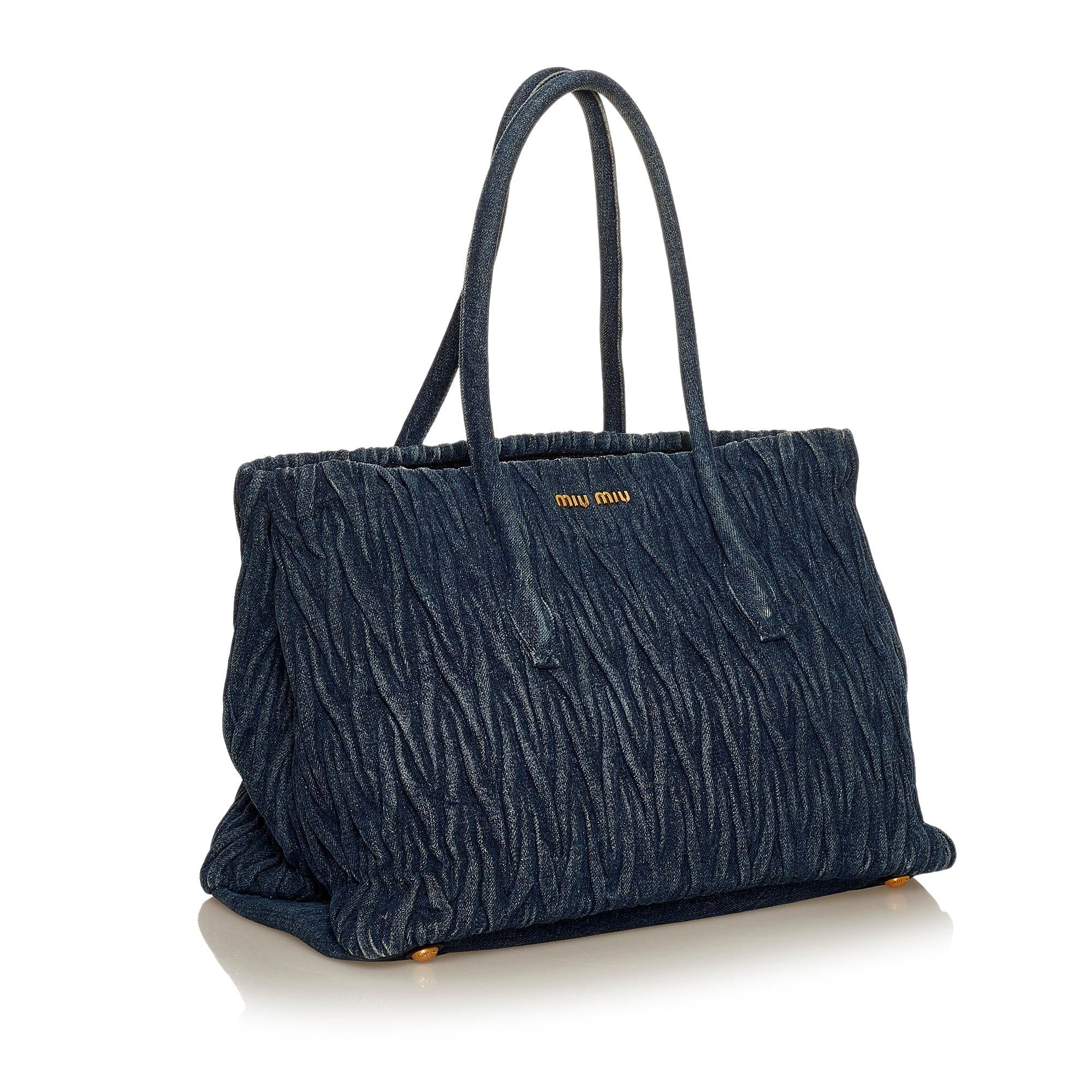 Miu Miu Matelasse Denim Tote Bag (SHG-29517)