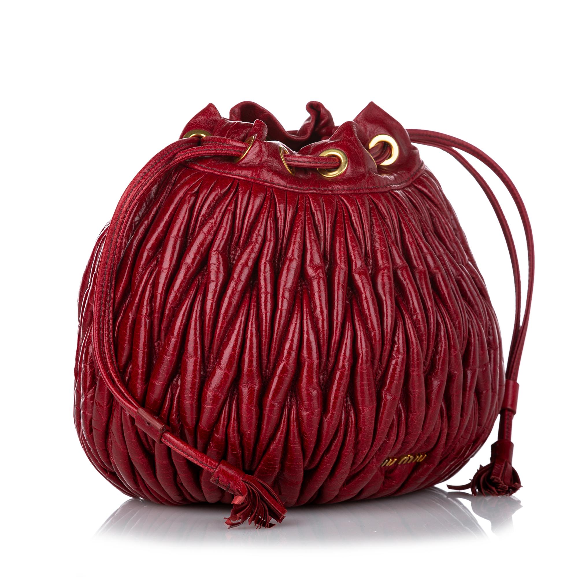 Miu Miu Matelasse Lambskin Leather Bucket Bag (SHG-30796)
