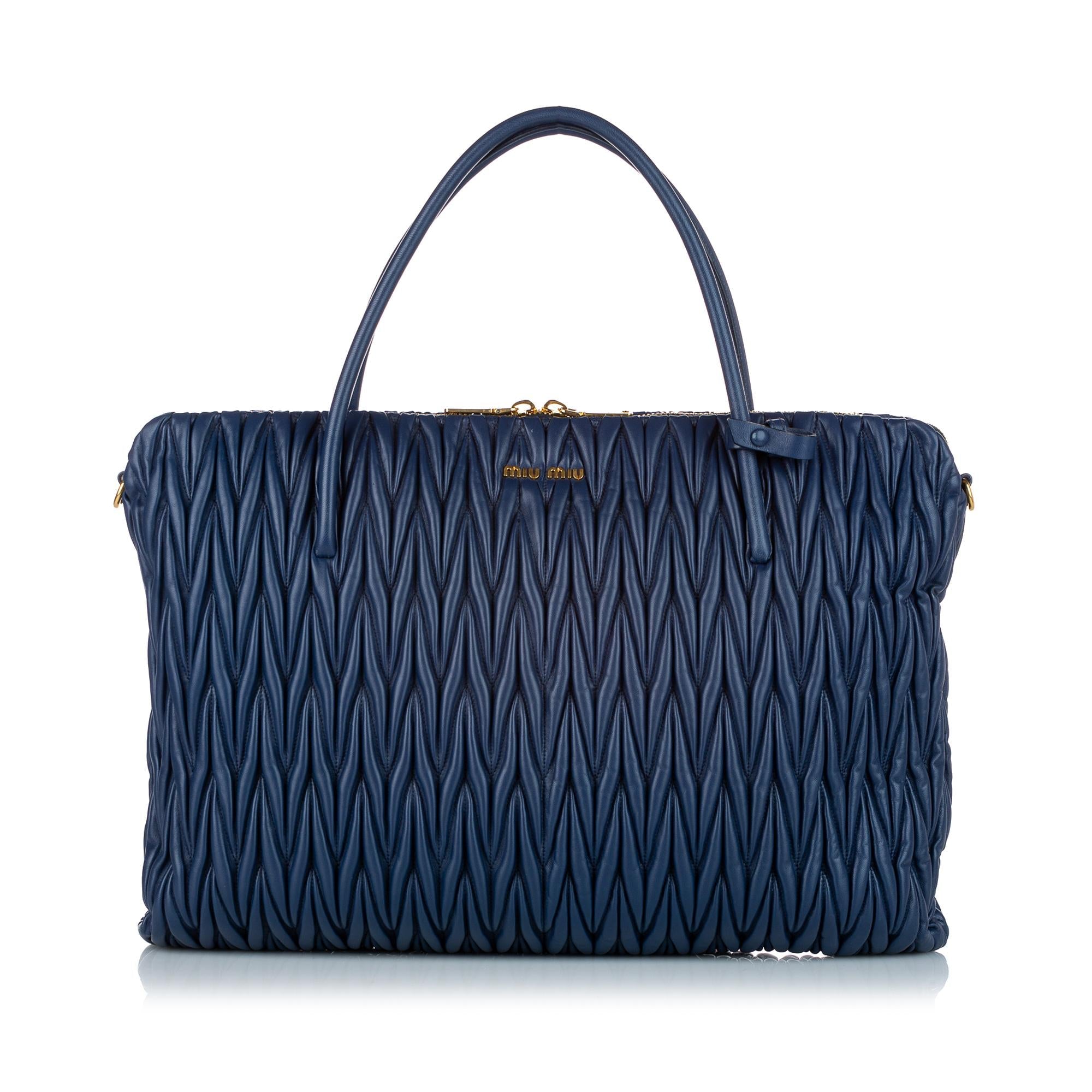 Miu Miu Matelasse Lambskin Leather Satchel (SHG-23830)