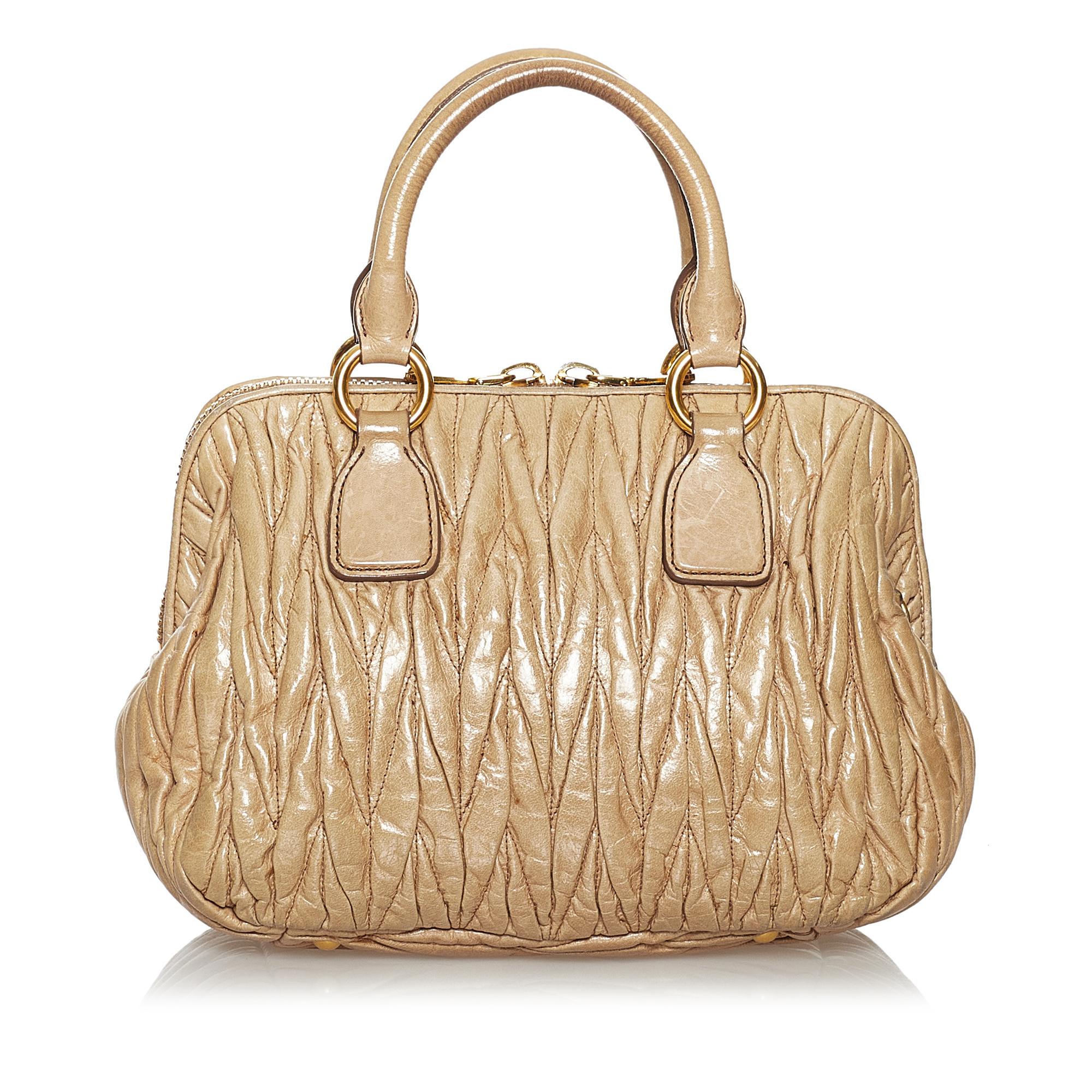 Miu Miu Matelasse Lambskin Leather Satchel (SHG-29622)