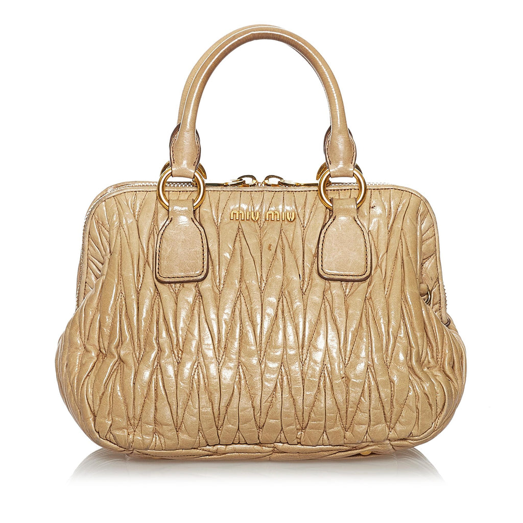 Miu Miu Matelasse Lambskin Leather Satchel (SHG-29622)