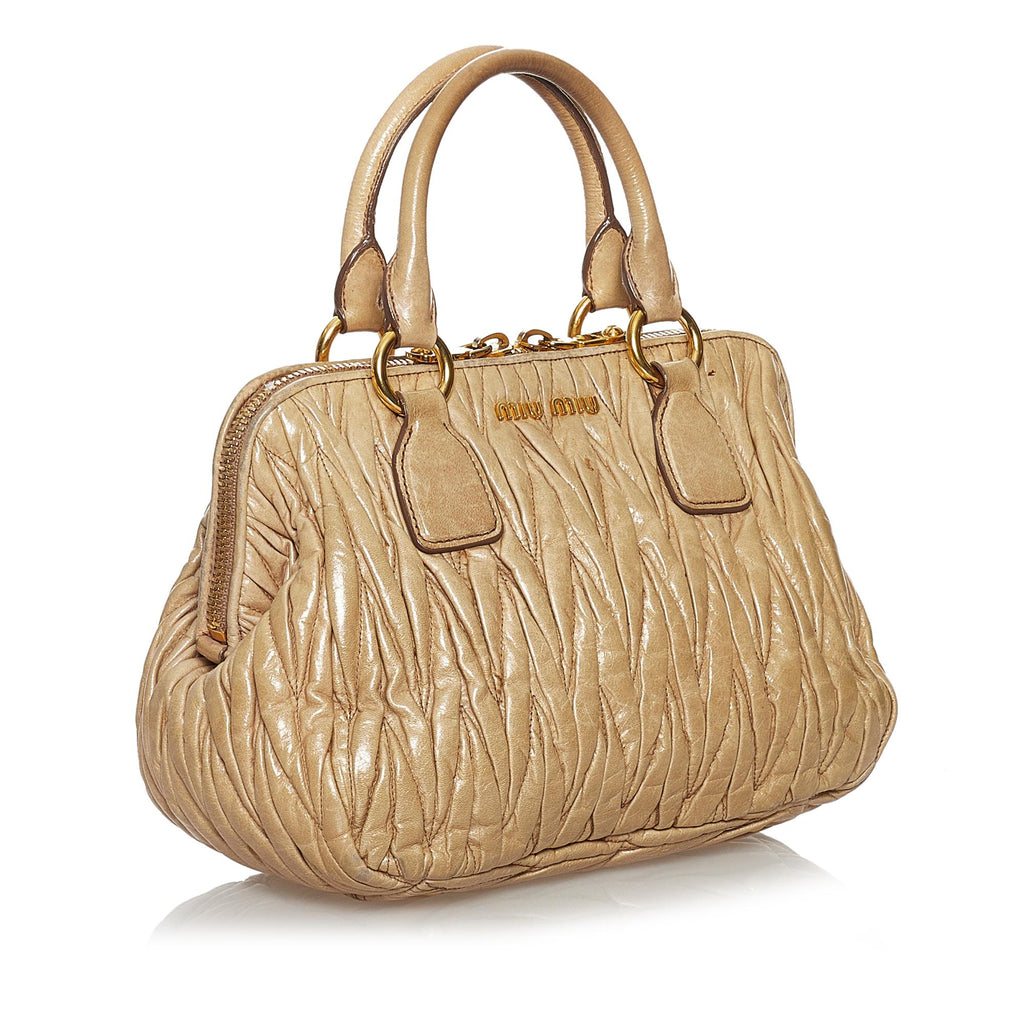 Miu Miu Matelasse Lambskin Leather Satchel (SHG-29622)