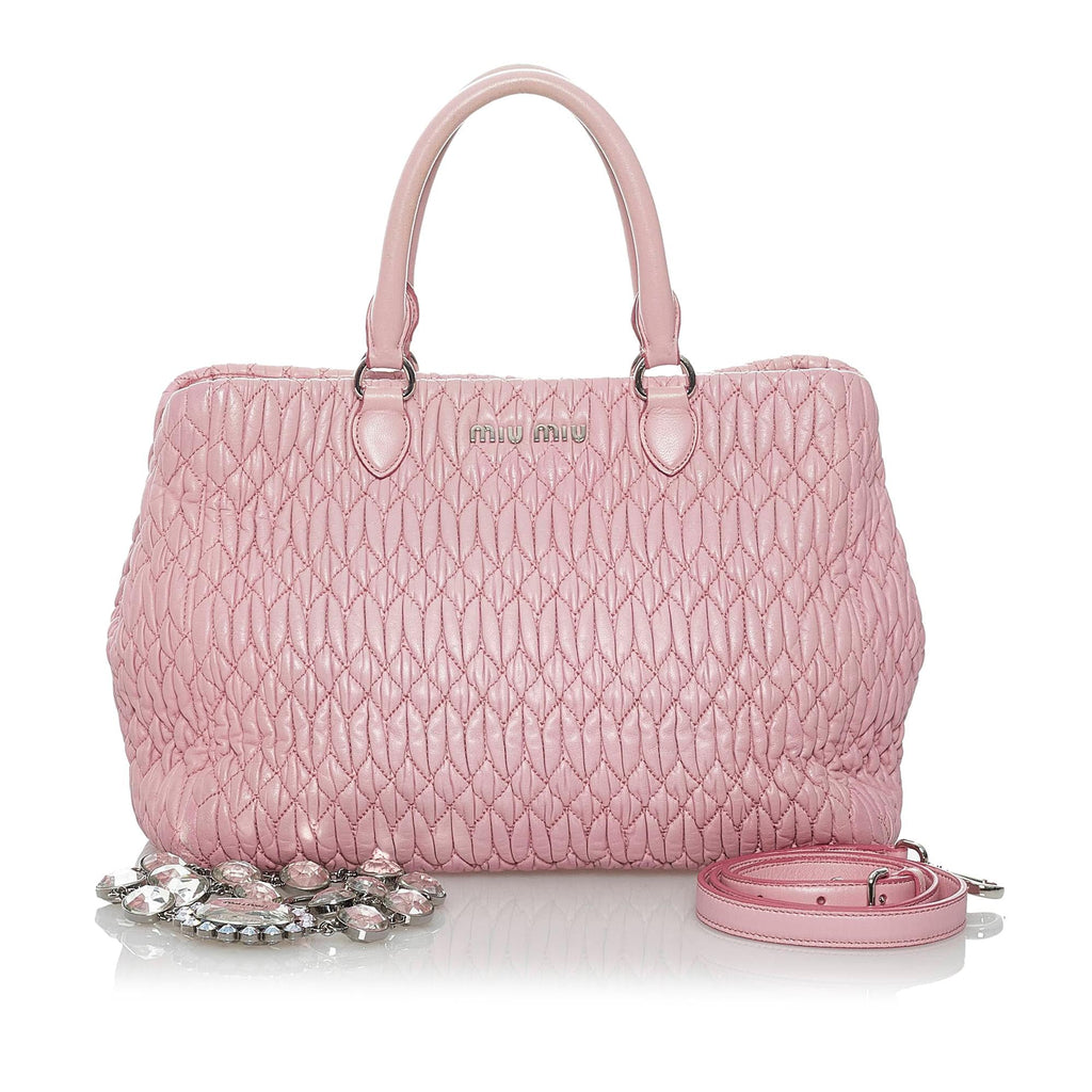 Miu Miu Matelasse Lambskin Leather Satchel (SHG-30245)