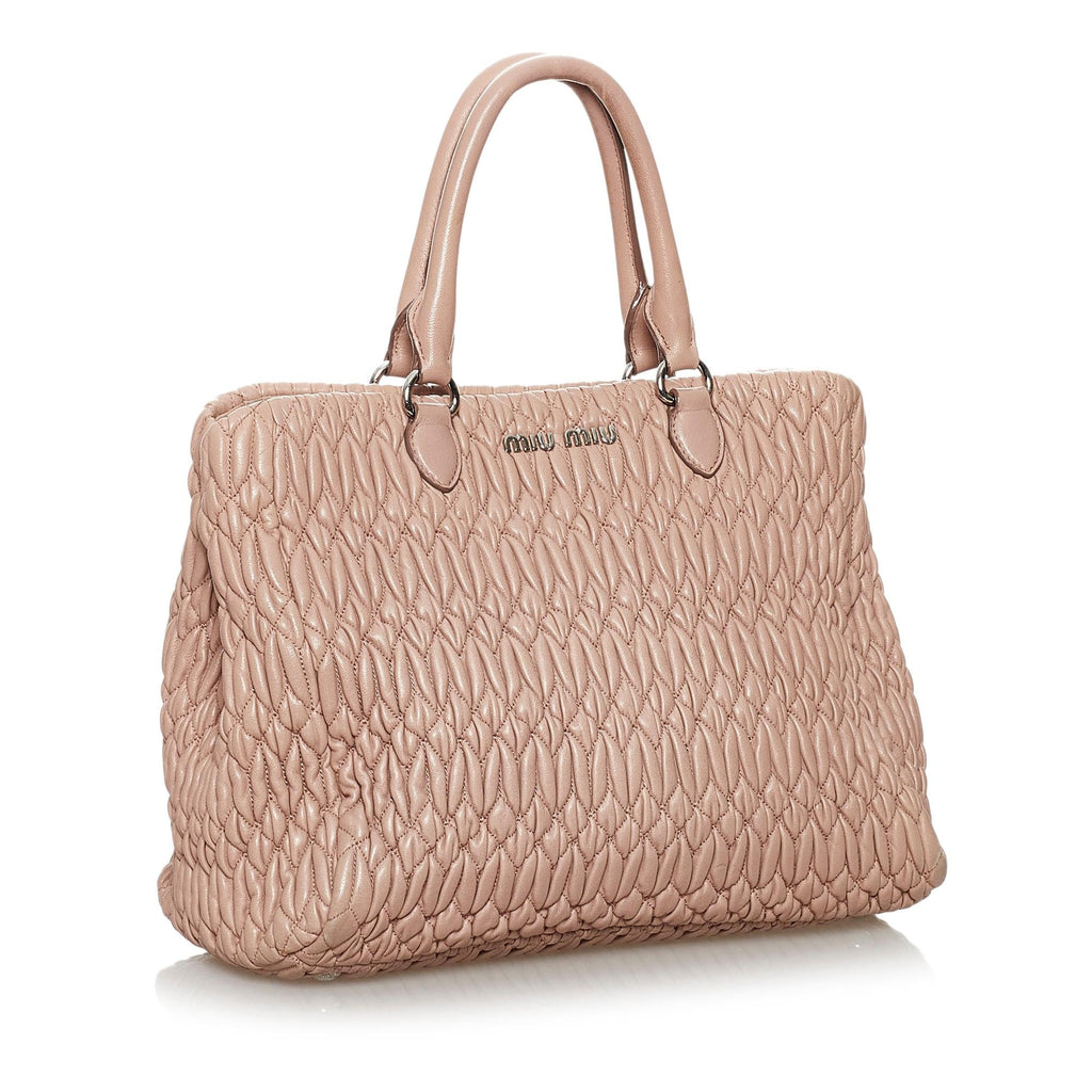 Miu Miu Matelasse Lambskin Leather Satchel (SHG-30323)