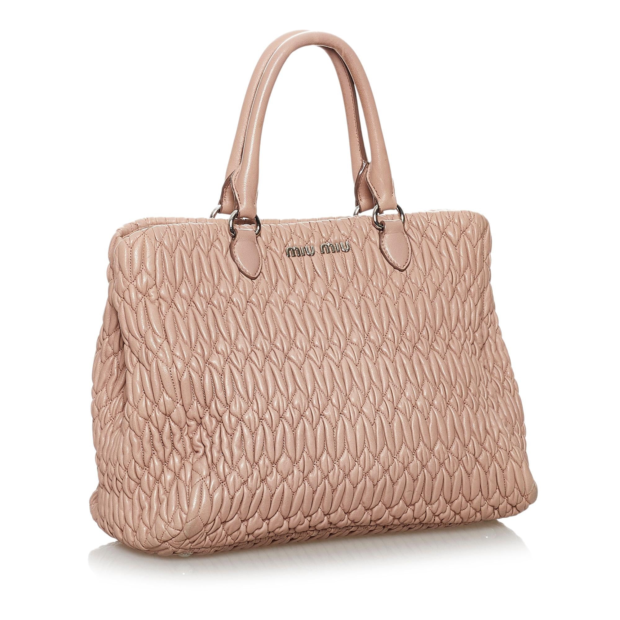 Miu Miu Matelasse Lambskin Leather Satchel (SHG-30323)