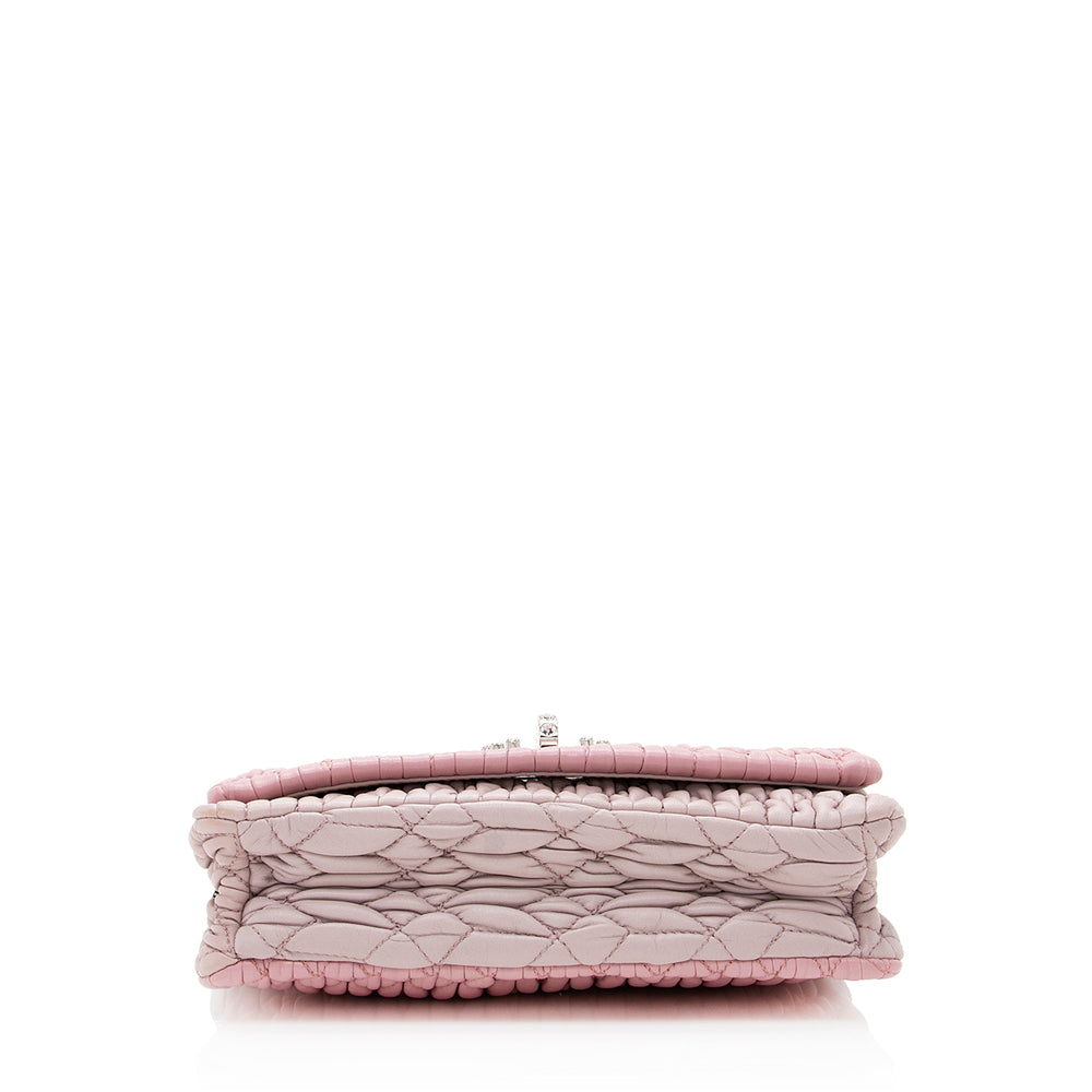 Miu Miu Matelasse Leather Crystal Flap Bag (SHF-19226)