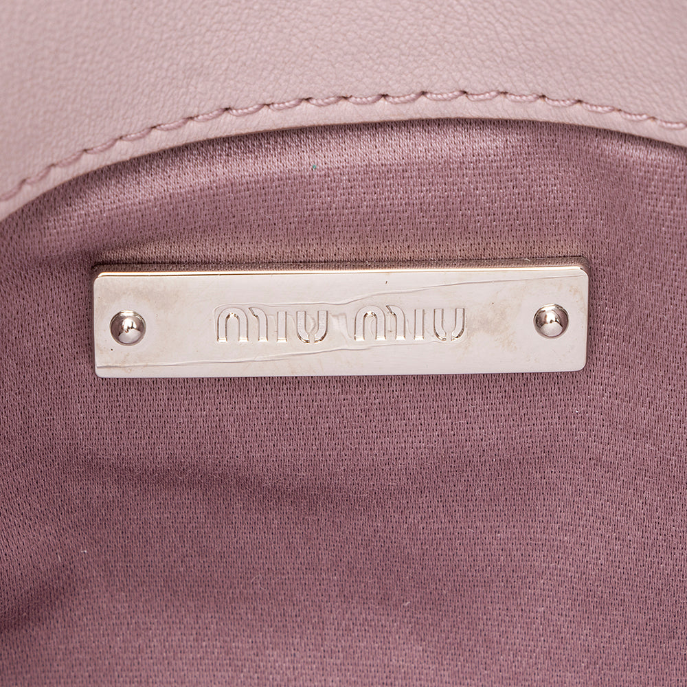 Miu Miu Matelasse Leather Crystal Flap Bag (SHF-19226)