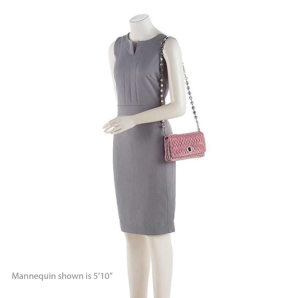 Miu Miu Matelasse Leather Crystal Flap Bag (SHF-19226)