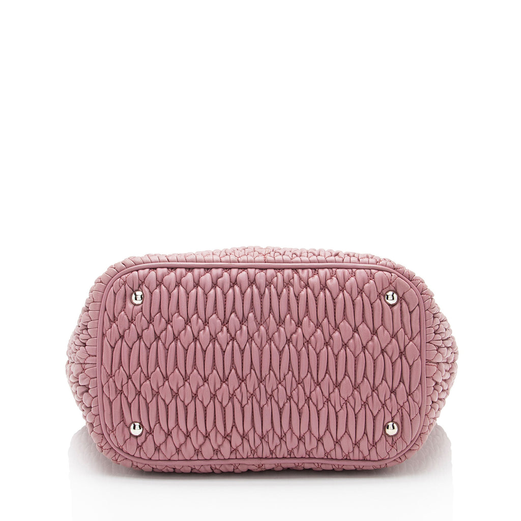 Miu Miu Matelasse Leather Crystal Chain Tote (SHF-8t8m1z)