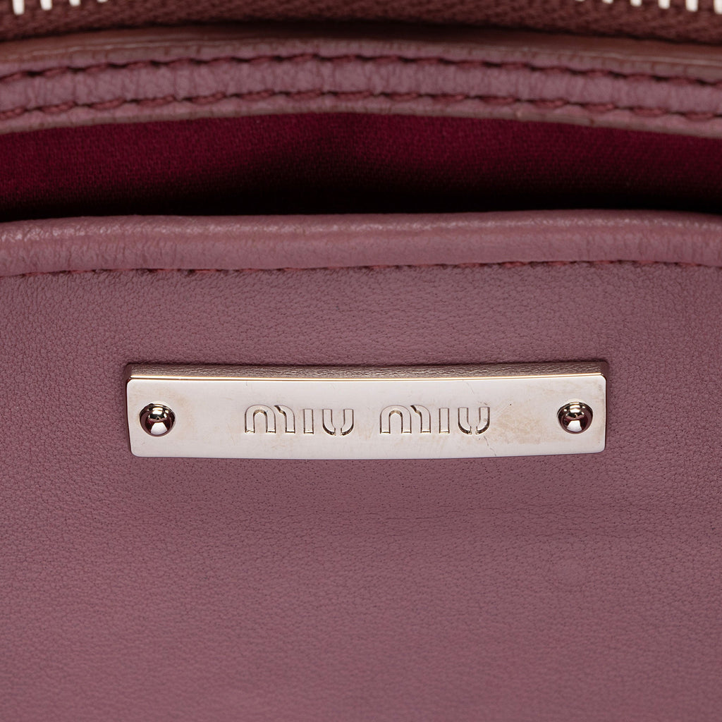 Miu Miu Matelasse Leather Crystal Chain Tote (SHF-8t8m1z)