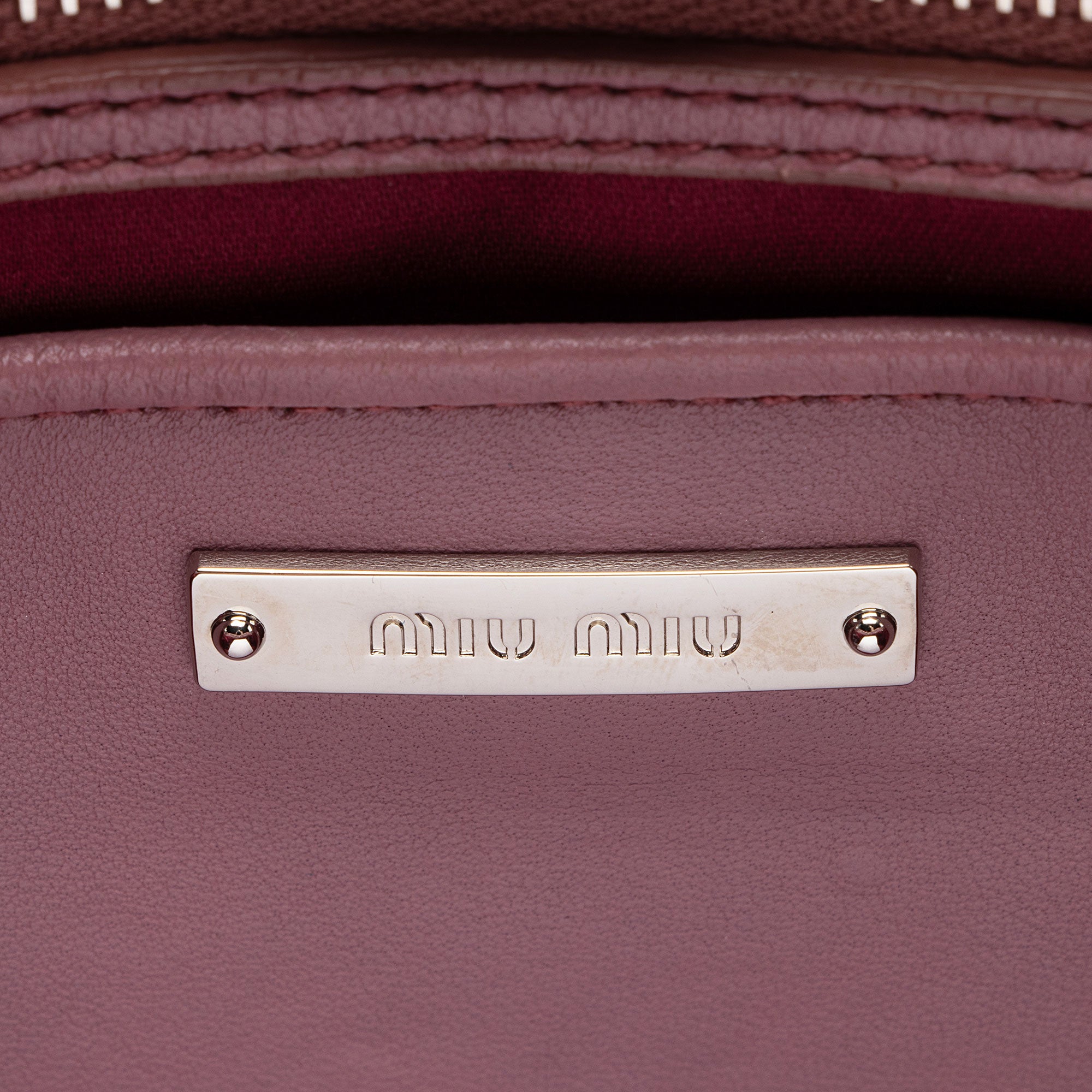 Miu Miu Matelasse Leather Crystal Chain Tote (SHF-8t8m1z)