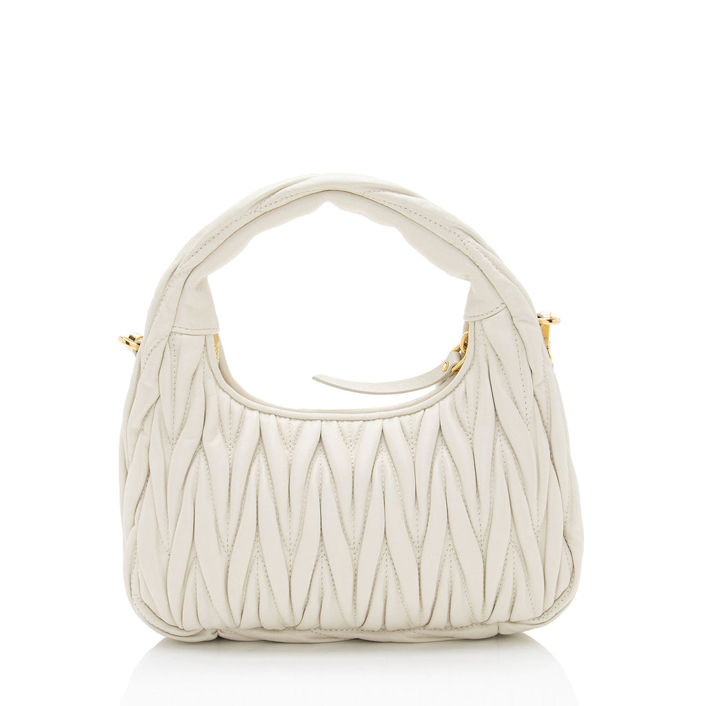 Miu Miu Matelasse Leather Wander Mini Hobo (SHF-uq6TOu)