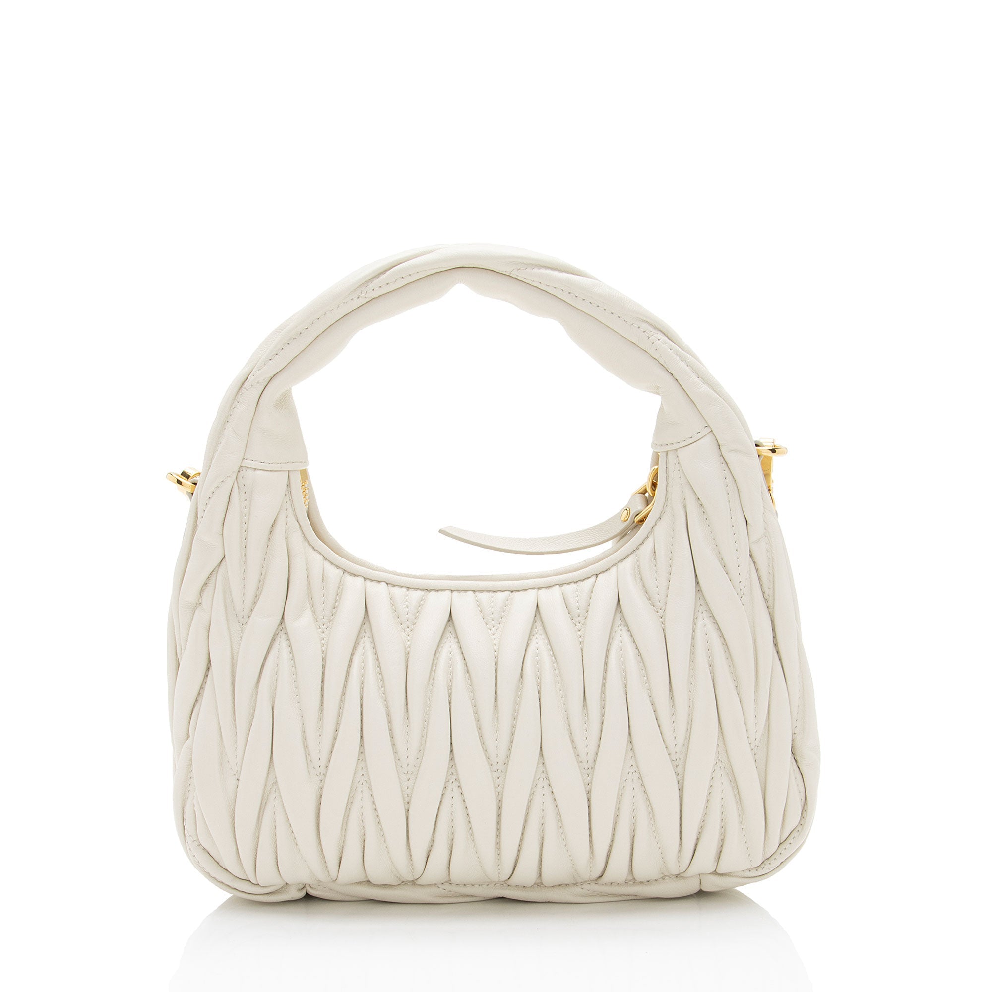 Miu Miu Matelasse Leather Wander Mini Hobo (SHF-uq6TOu)