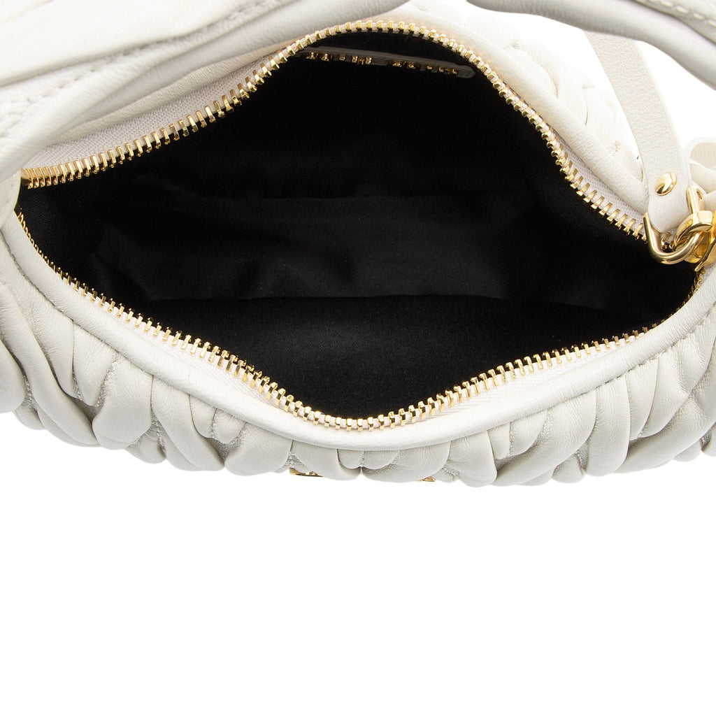 Miu Miu Matelasse Leather Wander Mini Hobo (SHF-uq6TOu)