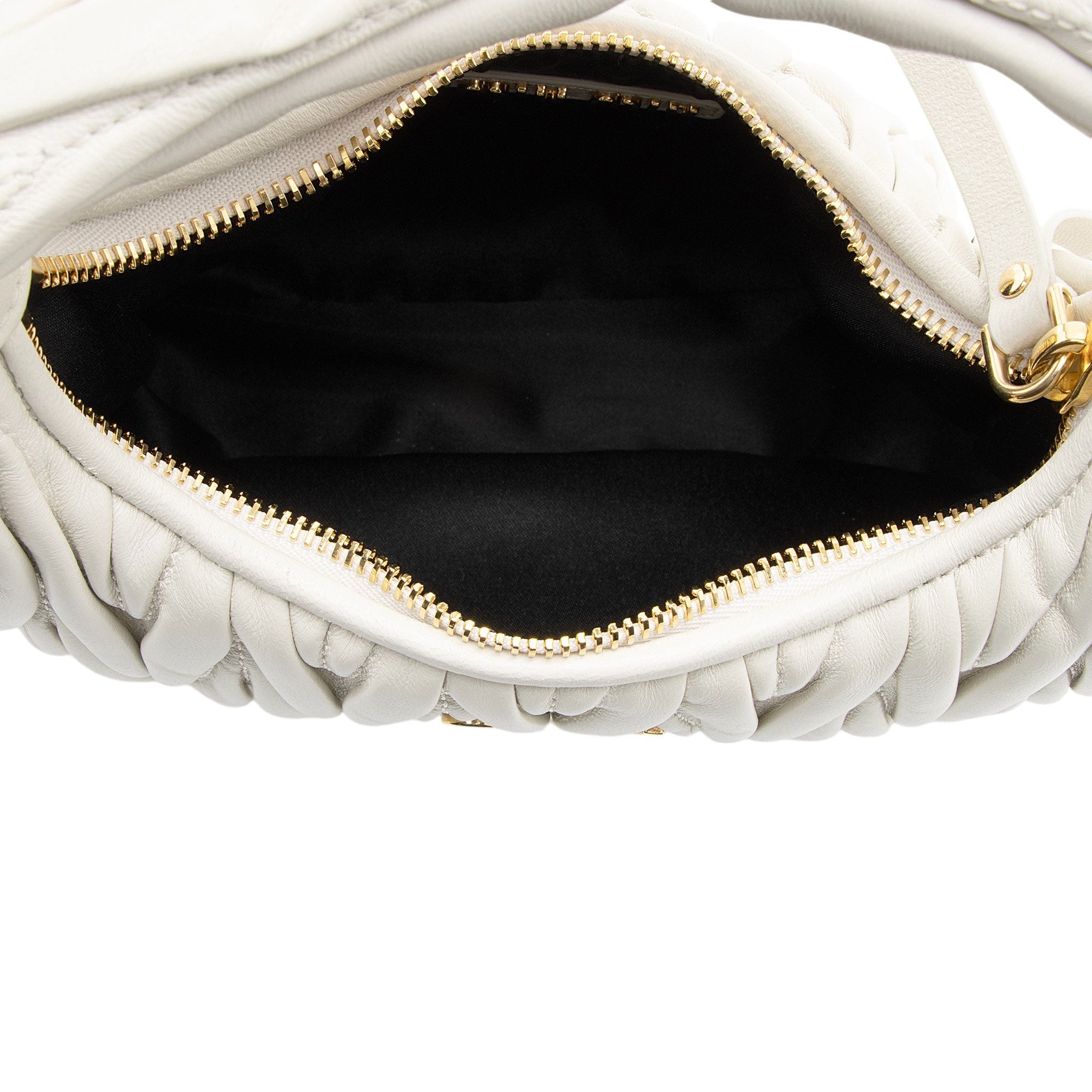 Miu Miu Matelasse Leather Wander Mini Hobo (SHF-uq6TOu)