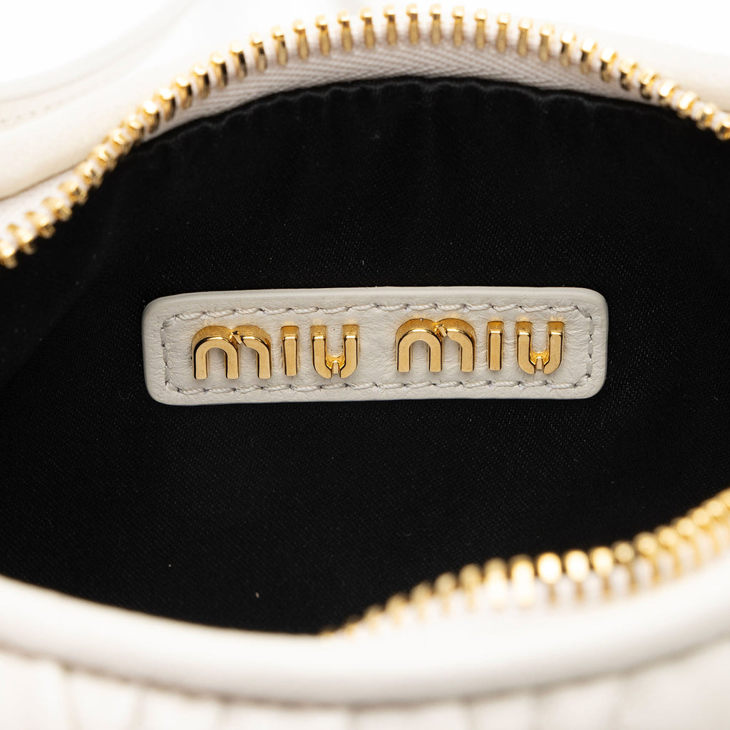 Miu Miu Matelasse Leather Wander Mini Hobo (SHF-uq6TOu)