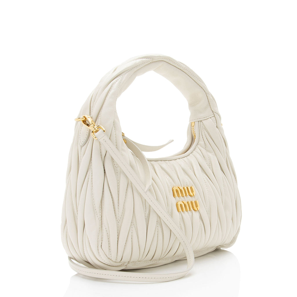 Miu Miu Matelasse Leather Wander Mini Hobo (SHF-uq6TOu)
