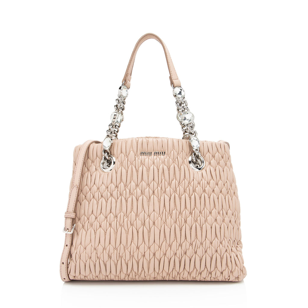 Miu Miu Matelasse Nappa Leather Crystal Tote (SHF-HoaF4F)