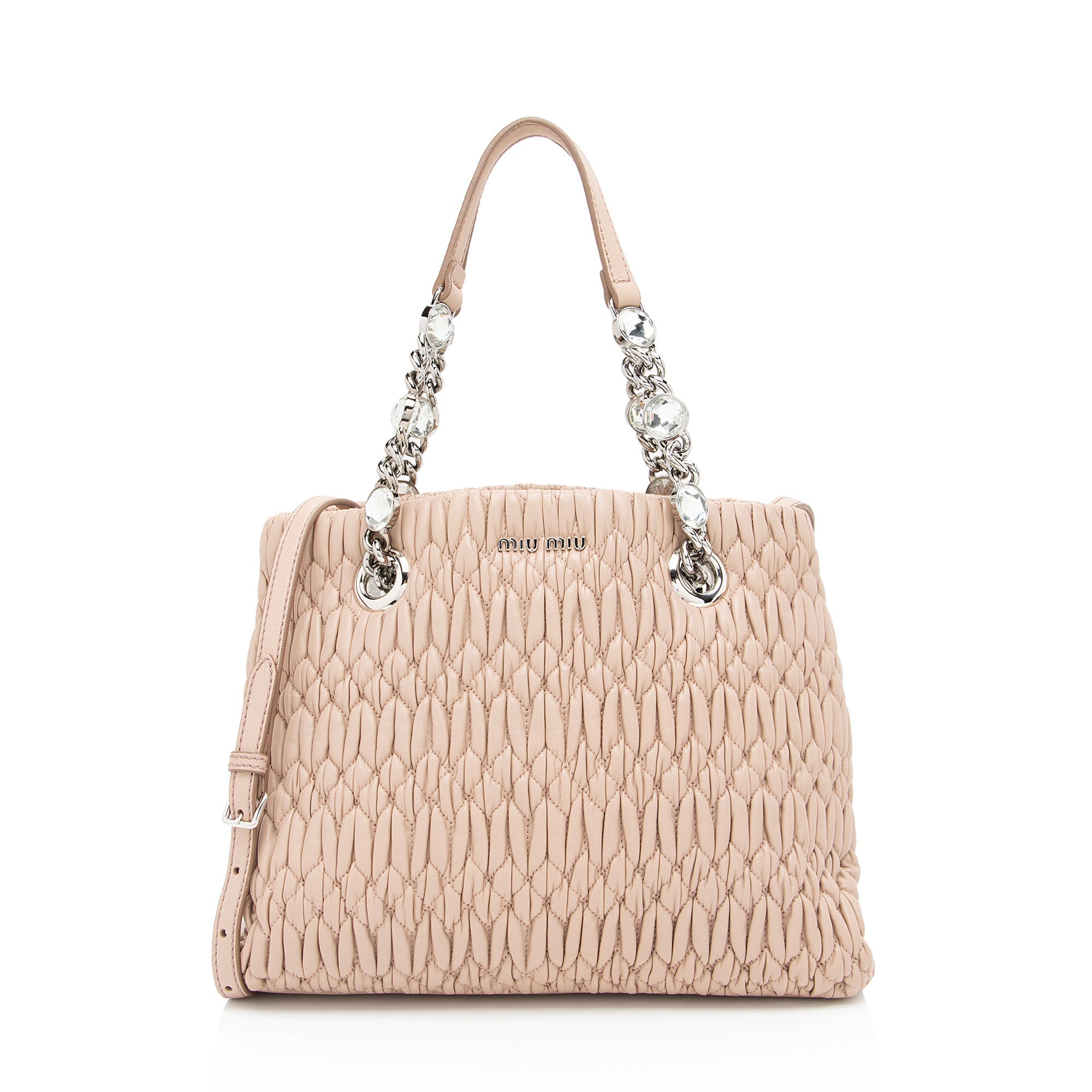 Miu Miu Matelasse Nappa Leather Crystal Tote (SHF-HoaF4F)