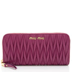 Miu Miu Matelasse Nappa Leather Zip Around Wallet (SHF-OPW9JE)