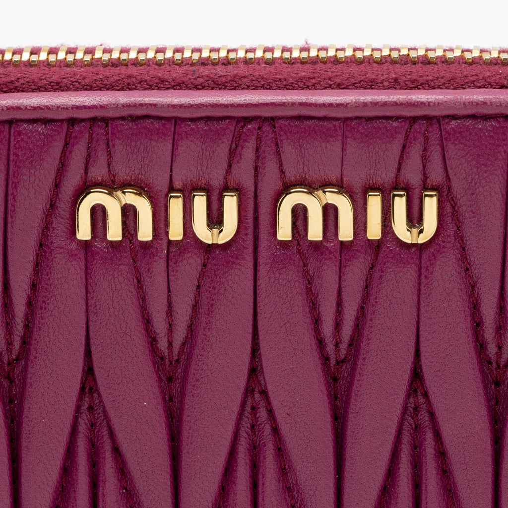 Miu Miu Matelasse Nappa Leather Zip Around Wallet (SHF-OPW9JE)