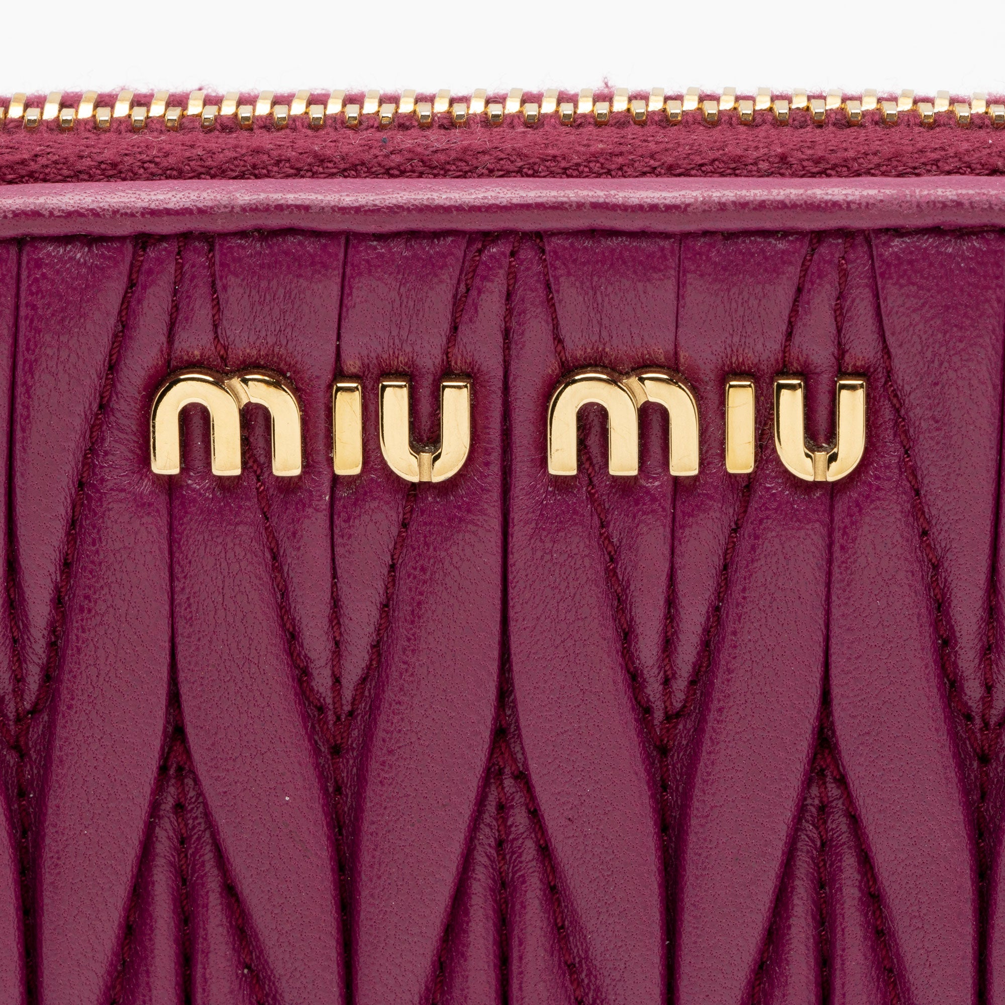 Miu Miu Matelasse Nappa Leather Zip Around Wallet (SHF-OPW9JE)