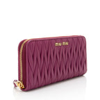 Miu Miu Matelasse Nappa Leather Zip Around Wallet (SHF-OPW9JE)