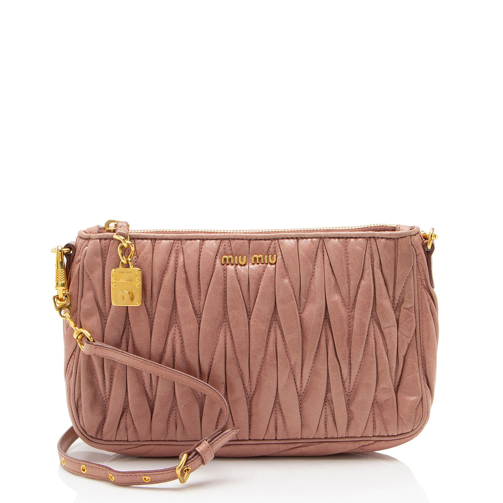 Miu Miu Matelasse Nappa Lux Charm Pochette