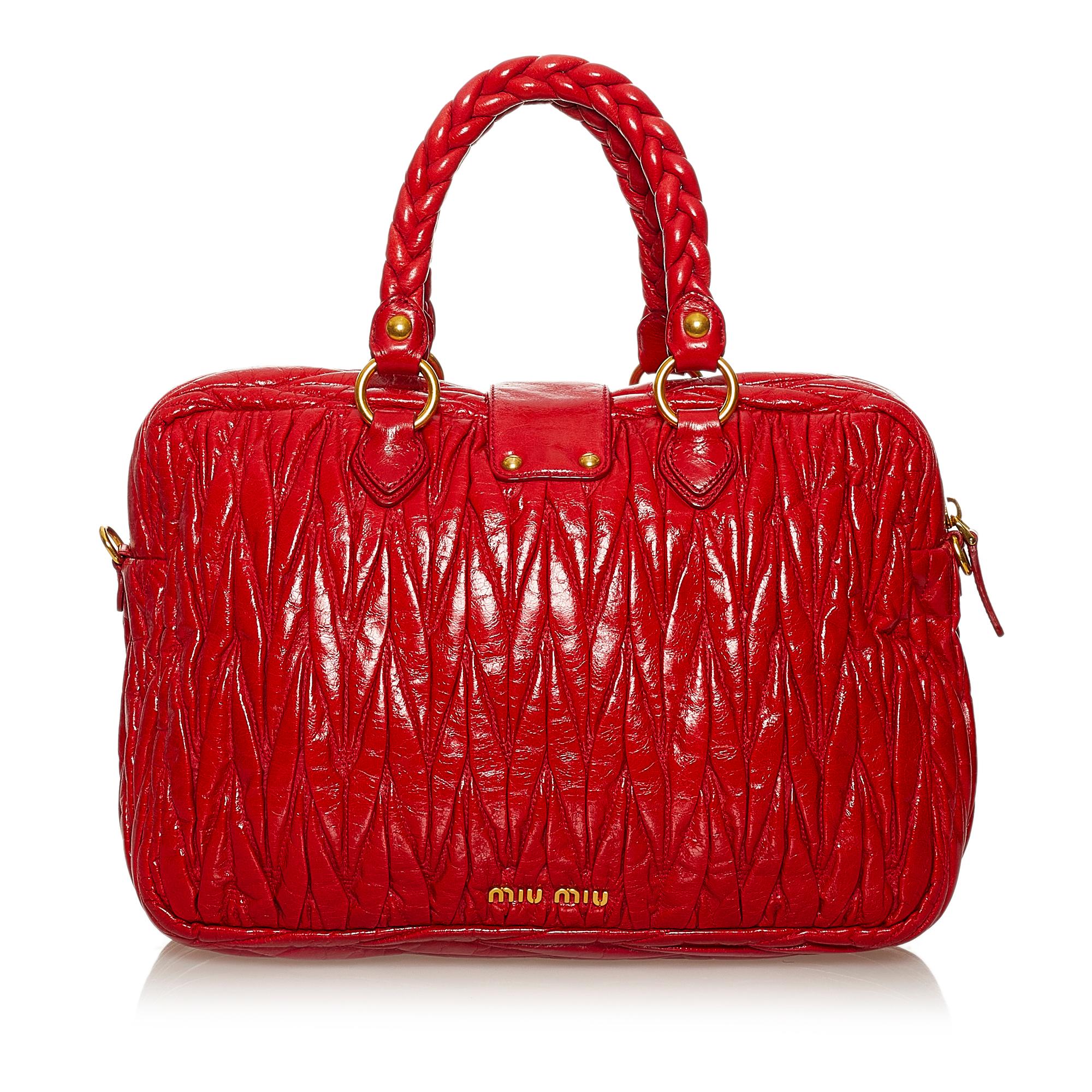 Miu Miu Matelasse Patent Leather Satchel (SHG-29145)