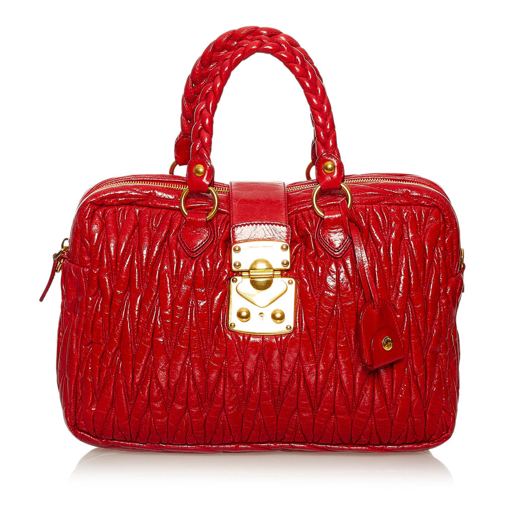 Miu Miu Matelasse Patent Leather Satchel (SHG-29145)