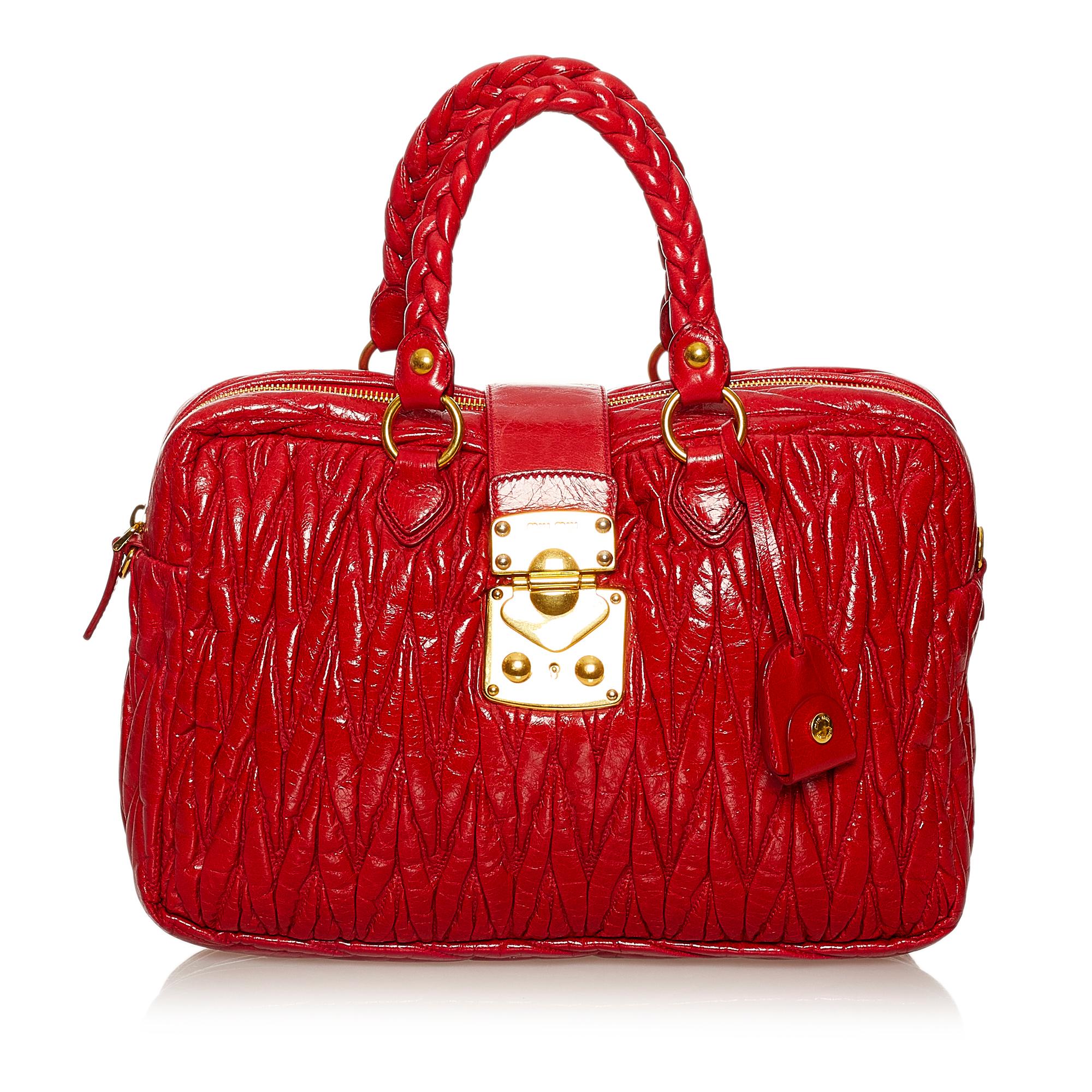 Miu Miu Matelasse Patent Leather Satchel (SHG-29145)