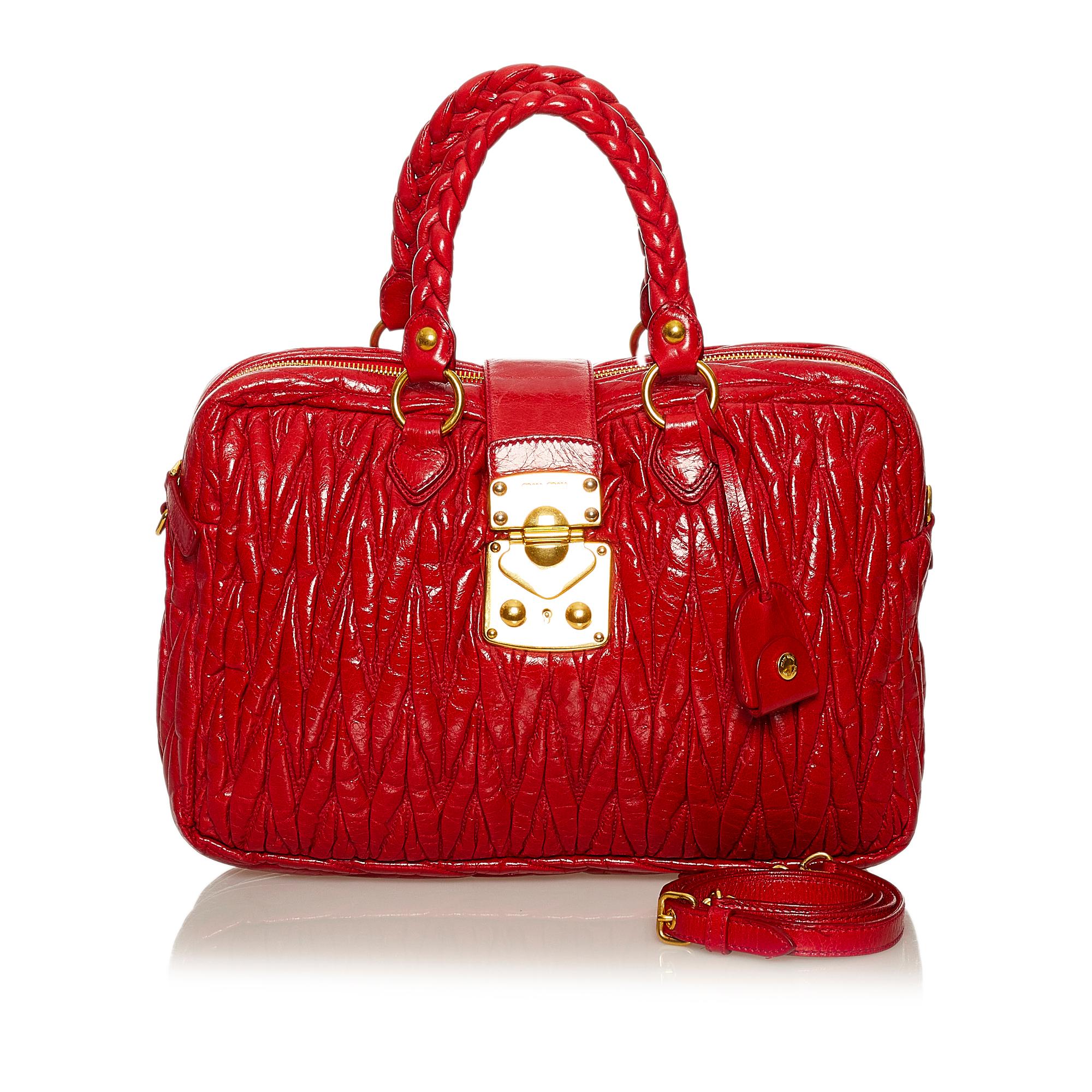 Miu Miu Matelasse Patent Leather Satchel (SHG-29145)