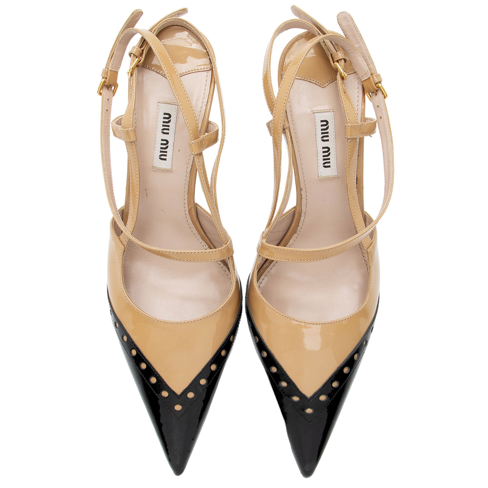 Miu Miu Patent Leather Brogue Slingback Pumps - Size 9 / 39 (SHF-PUrdef)
